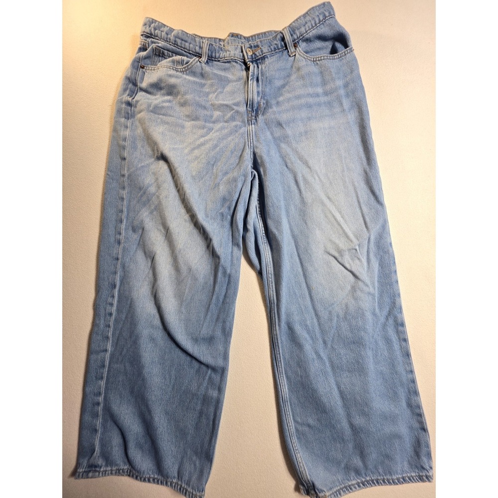 Old Navy High Rise Baggy Wide Leg Jeans Women's Size 18 Light Wash Denim